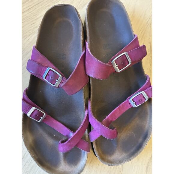 Birkenstock Purple Suede Mayari Oiled Leather Sandals Womens 9-9.5 Fuchsia Boho - Picture 5 of 12